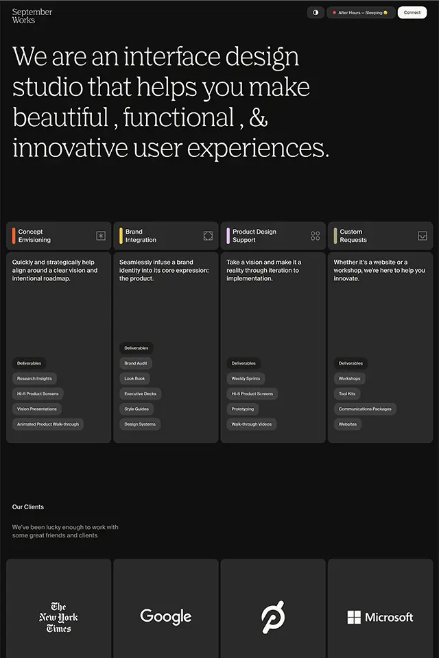 September Works landing page