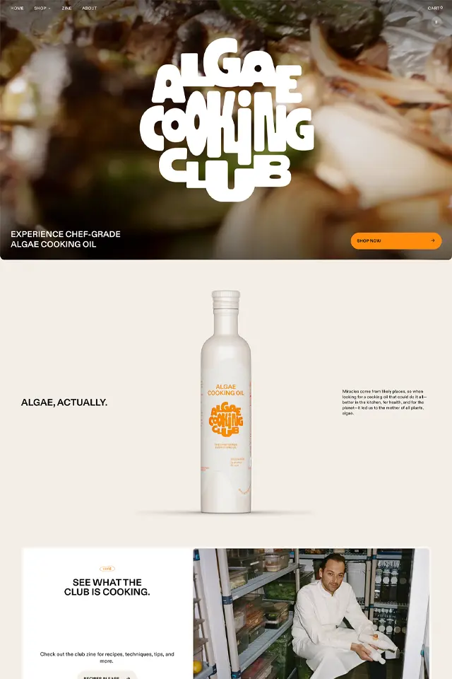 Algae Cooking Club landing page