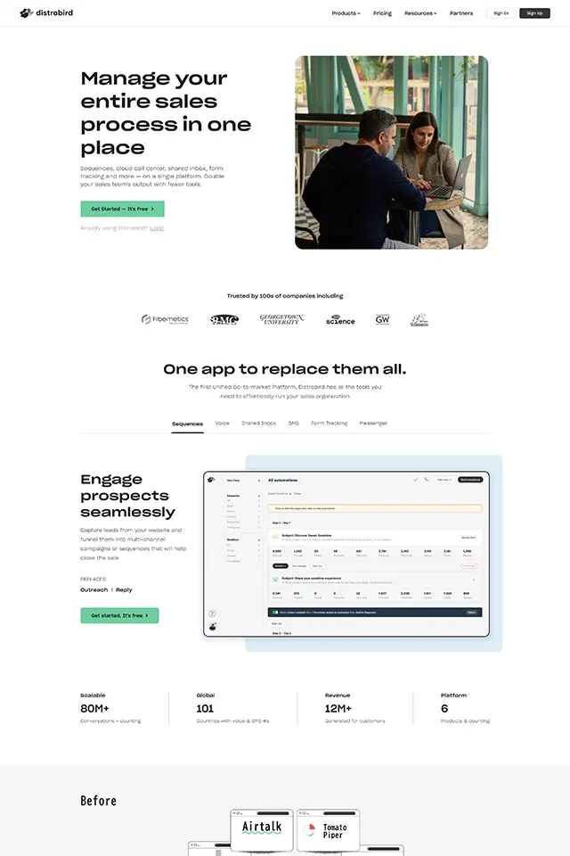 Distrobird landing page