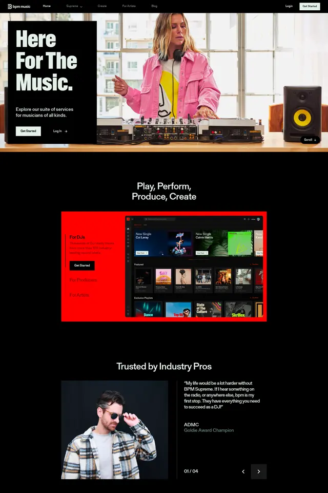 BPM Music landing page