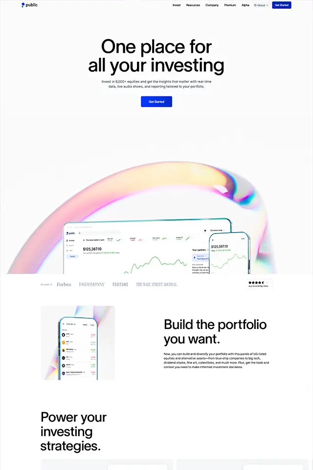 Public landing page