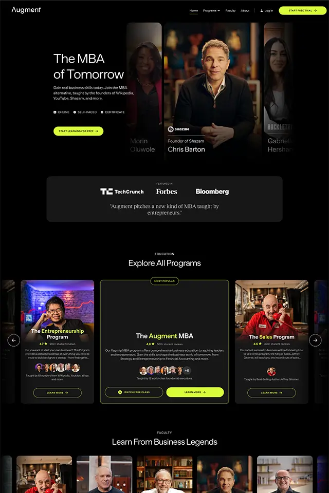 Augment landing page