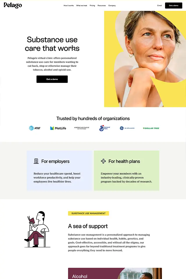 Pelago landing page