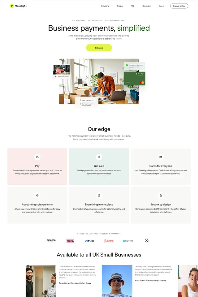 Flooodlight landing page
