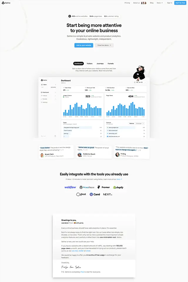 Seline landing page