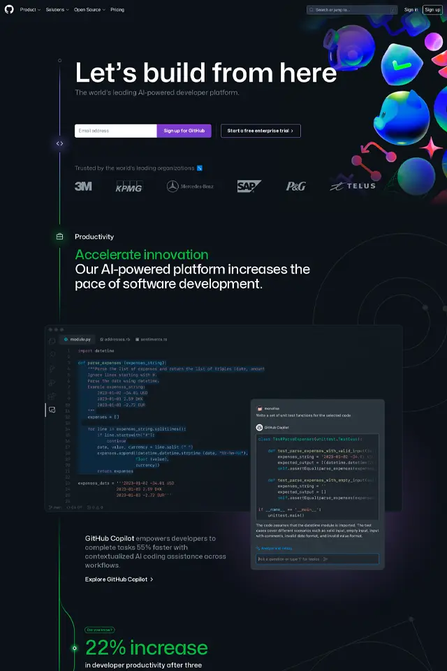 Github landing page