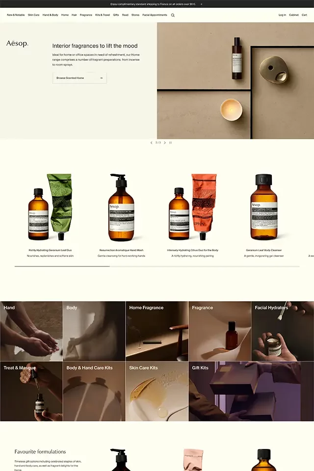 Aesop landing page