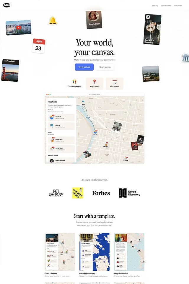 PamPam landing page