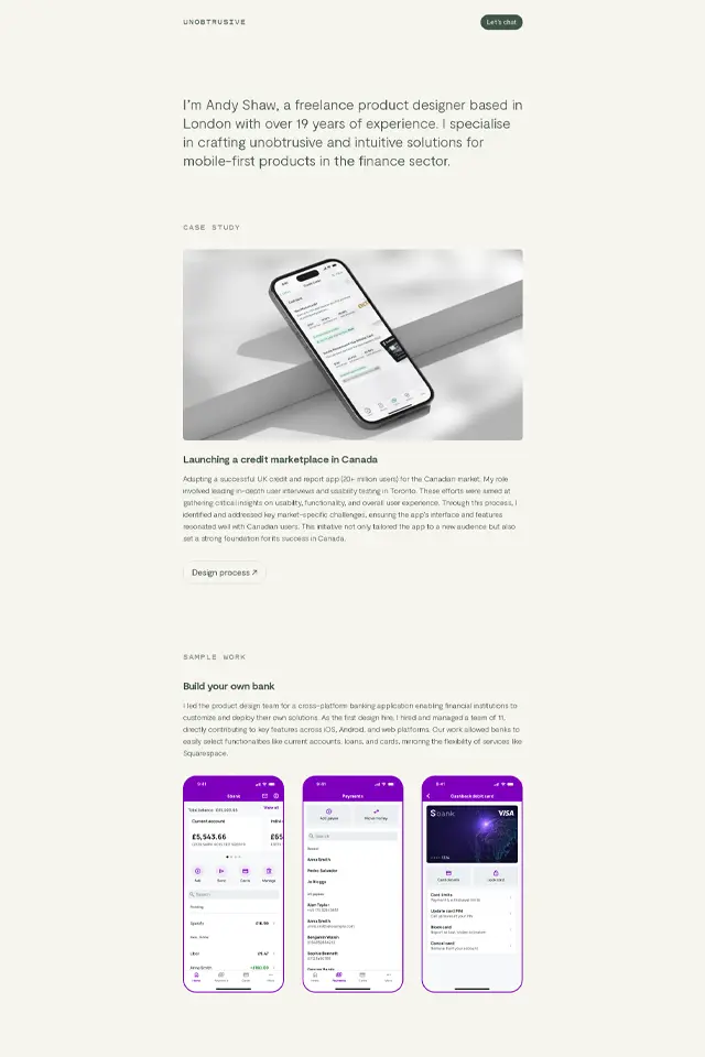 Unobtrusive landing page