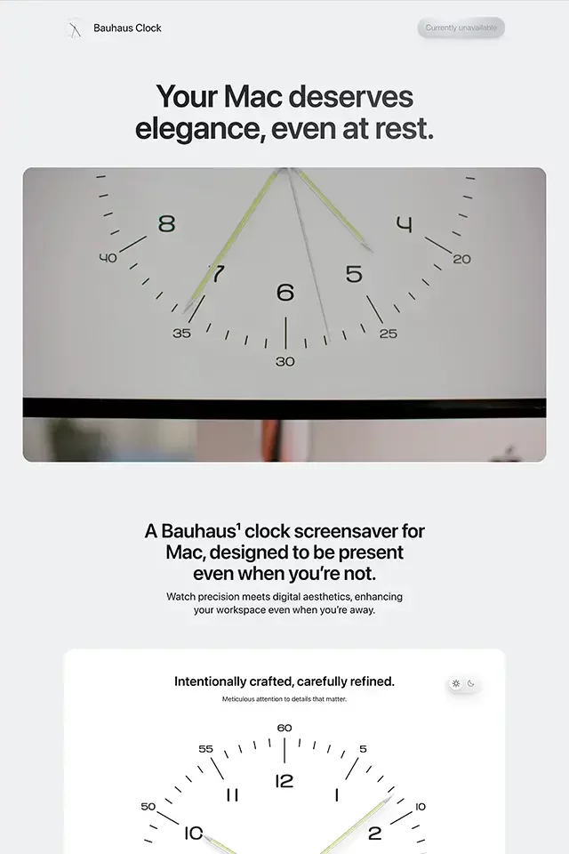 Bauhaus Clock landing page