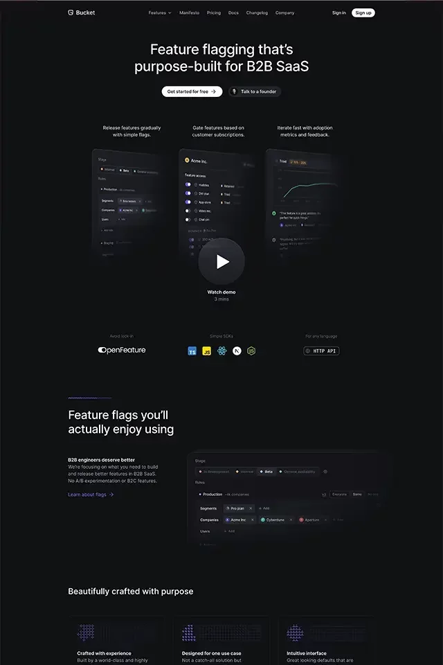 Bucket landing page