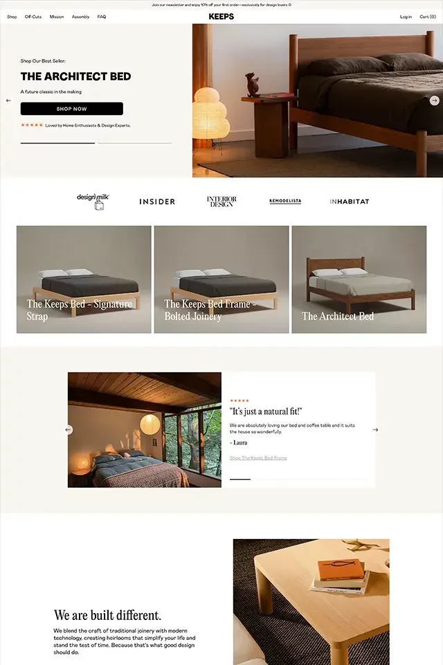 Keeps Home landing page