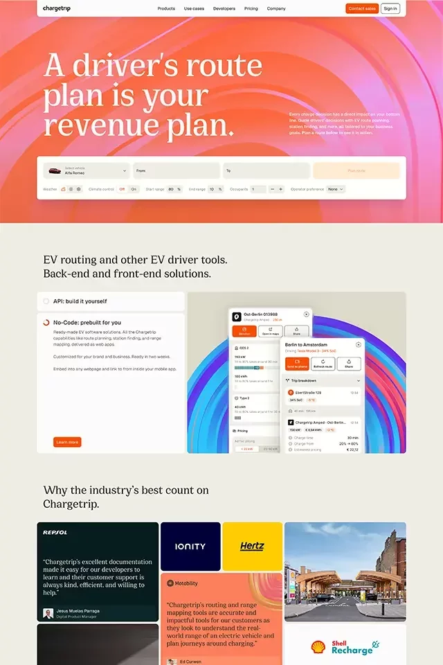Chargetrip landing page