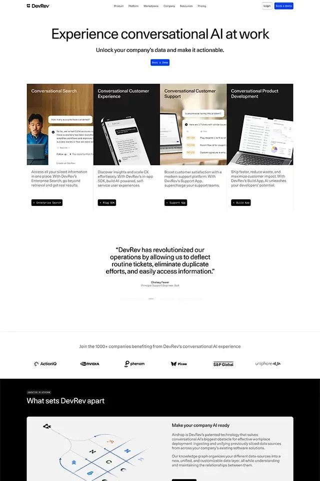 DevRev landing page