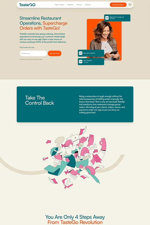 TasteGO landing page