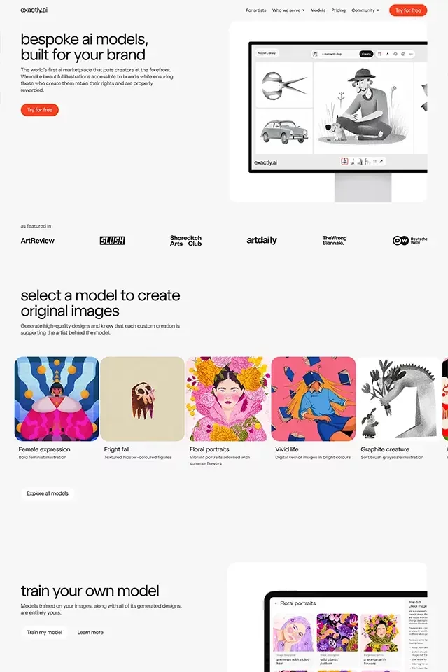 Exactly AI landing page