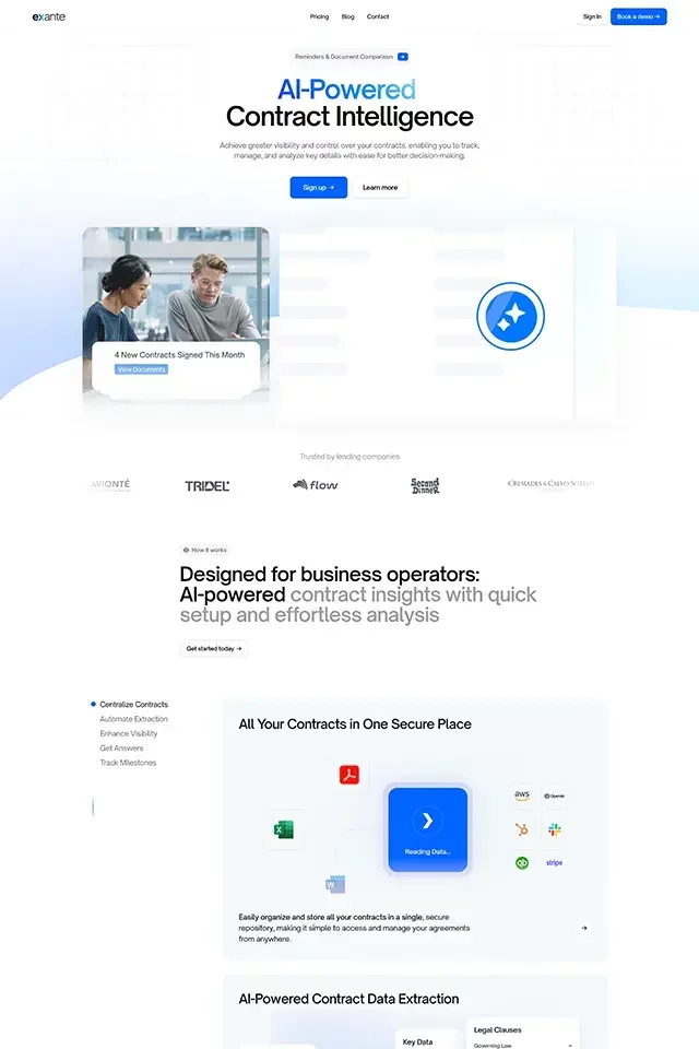 Exante landing page