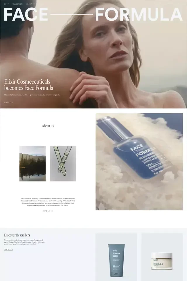 Face Formula landing page