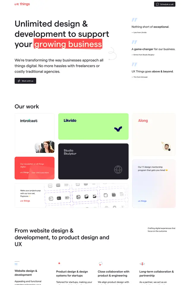 UX Things landing page