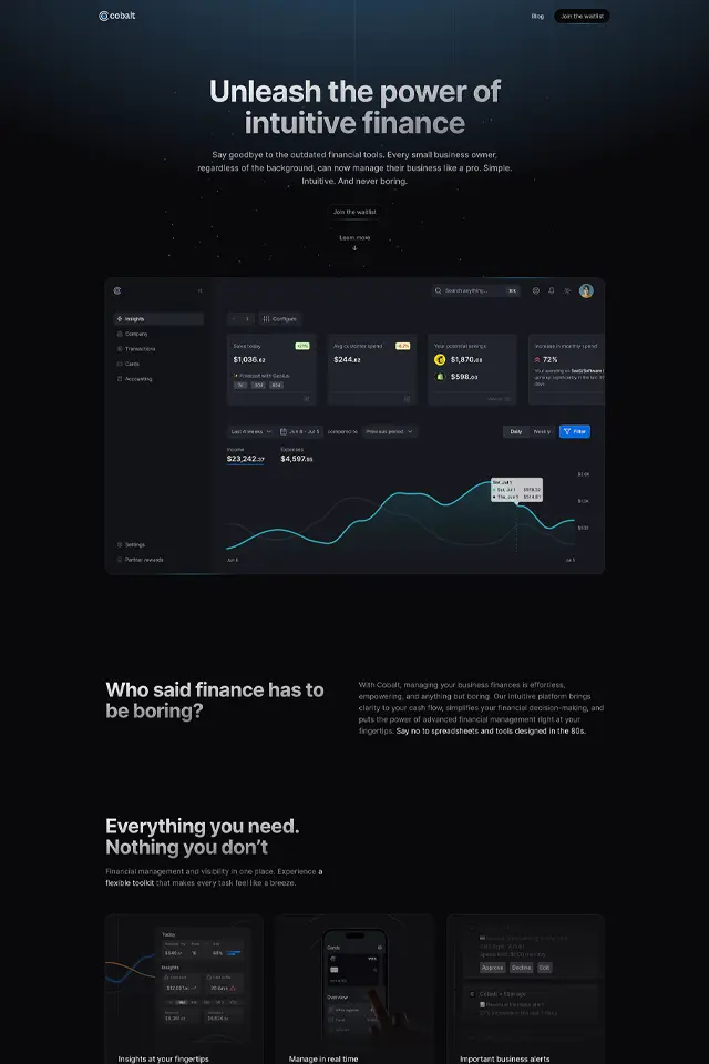 Cobalt landing page