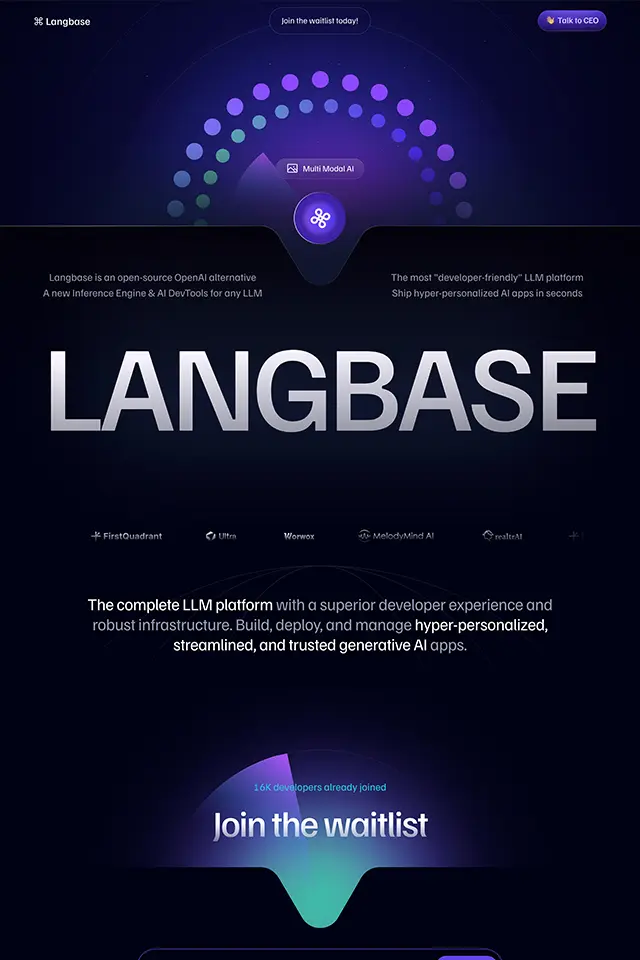 Langbase landing page