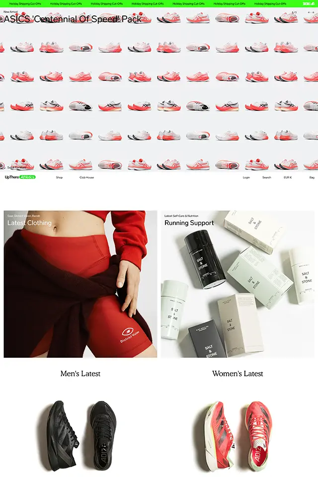 Up There Athletics landing page