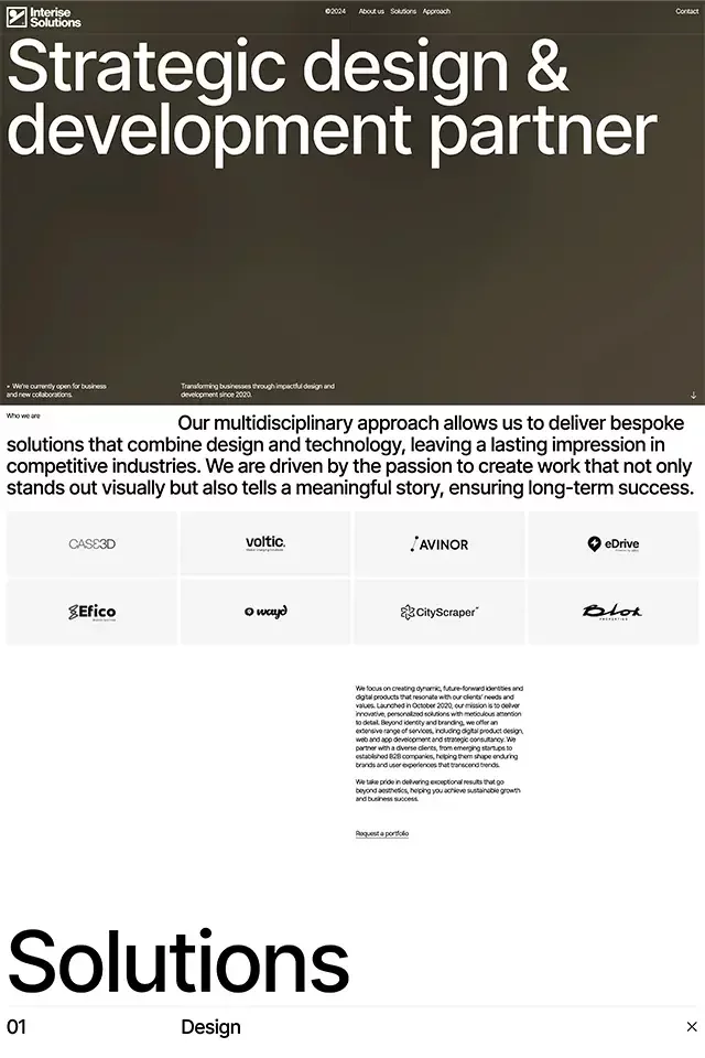 Interise landing page