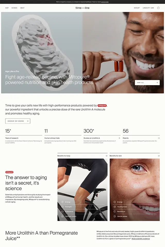 Timeline Nutrition landing page