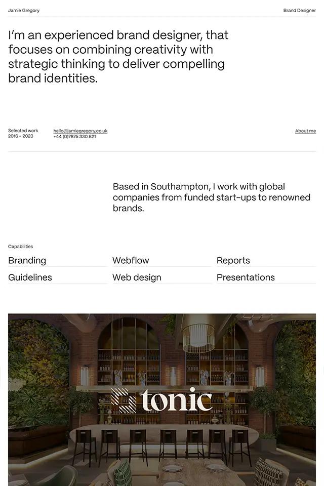 Jamie Gregory landing page
