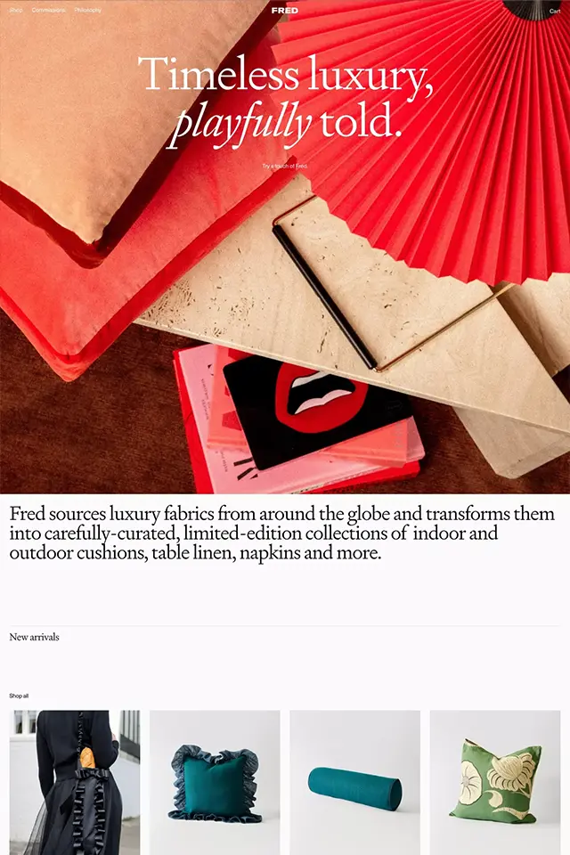 Fred Home landing page