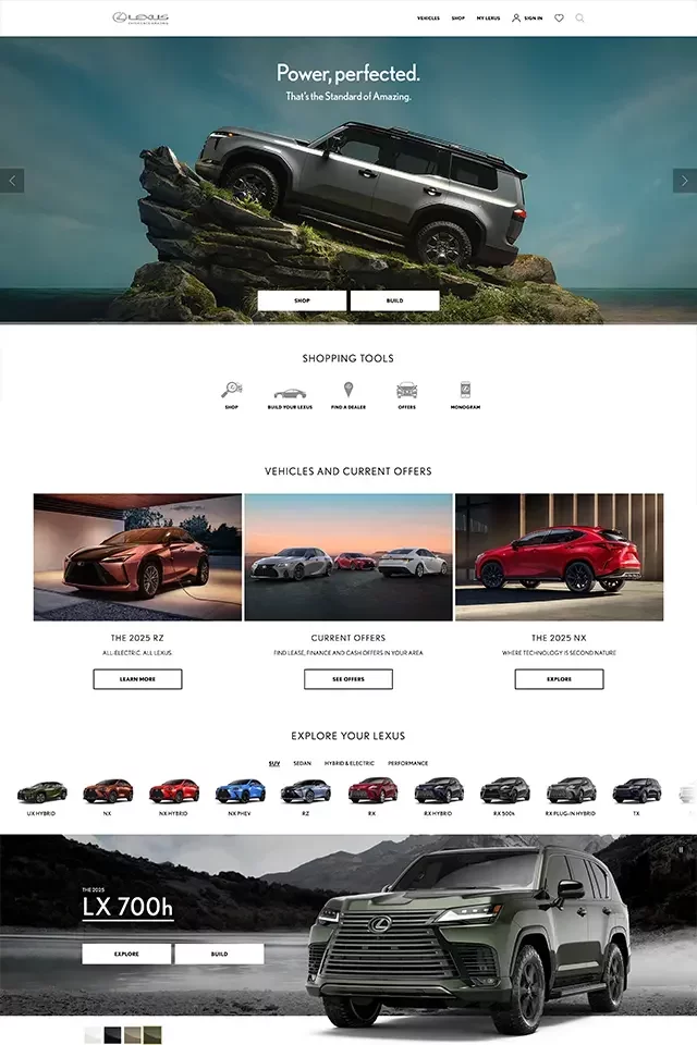 Lexus landing page