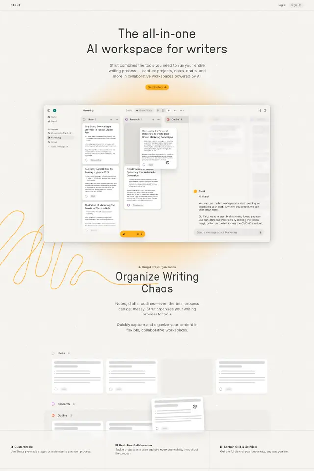 Strut landing page