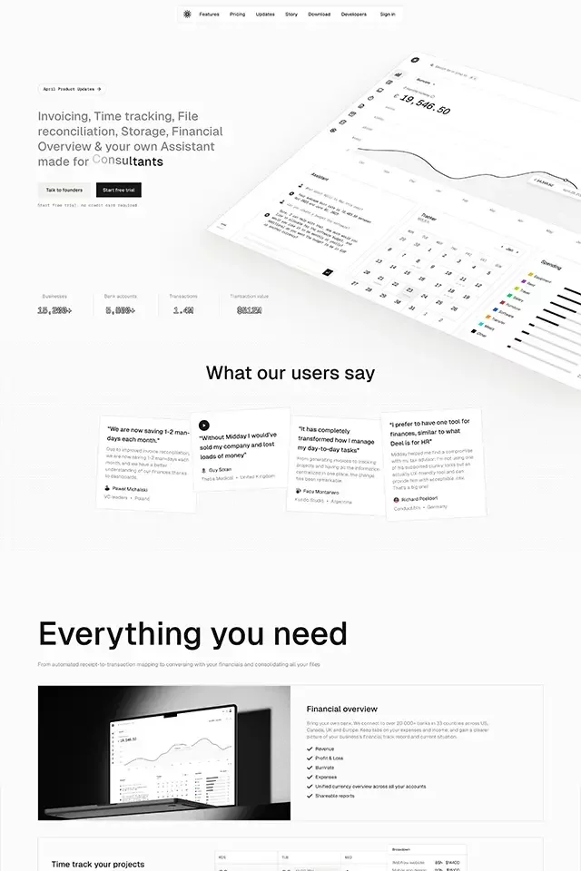 Midday landing page