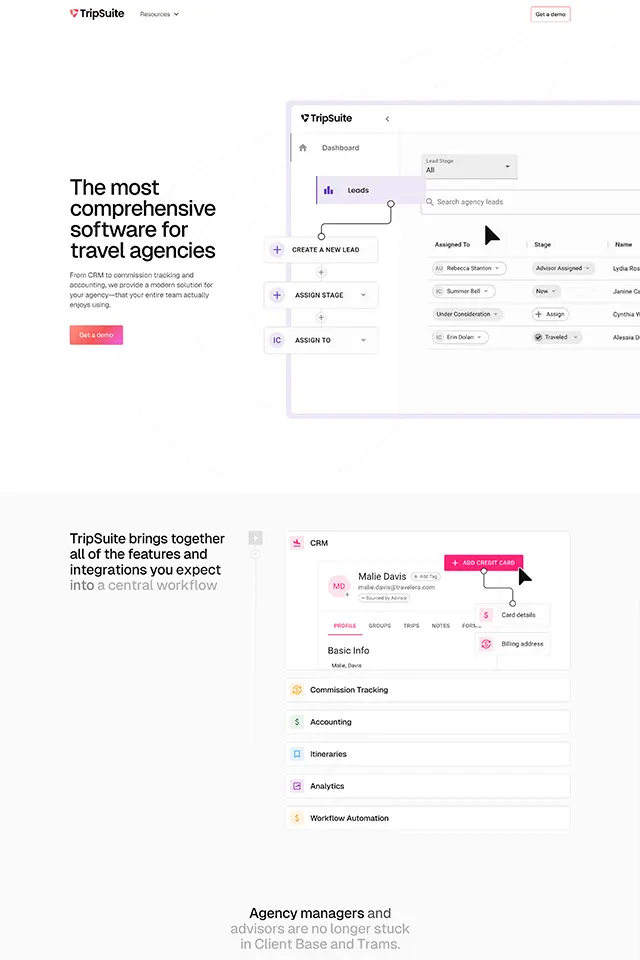 TripSuite landing page