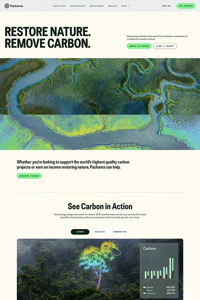Pachama landing page