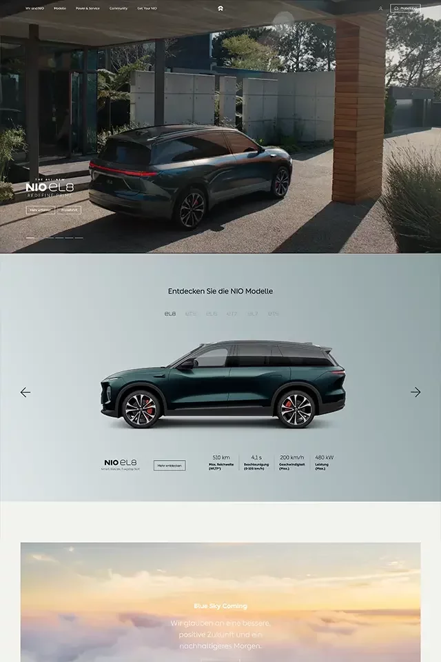 NIO landing page