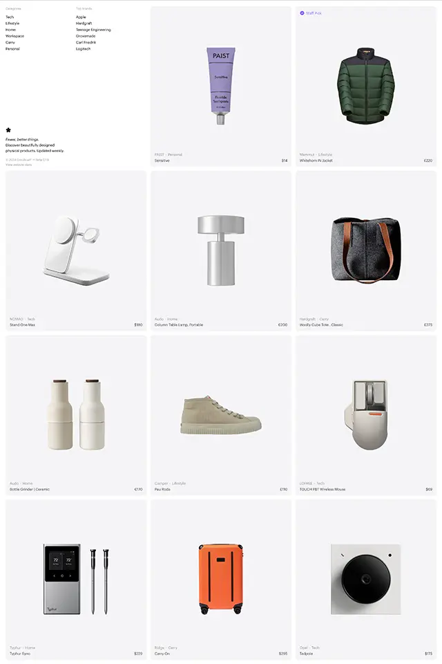 Goods landing page