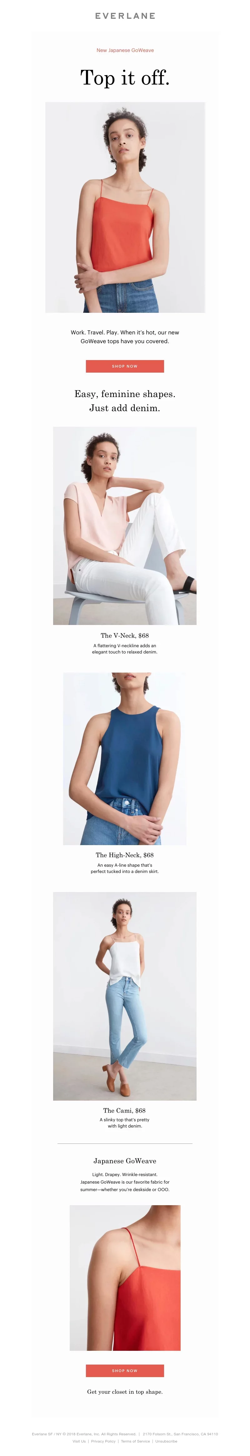 Newsletter Email Example Made by Everlane for E-commerce