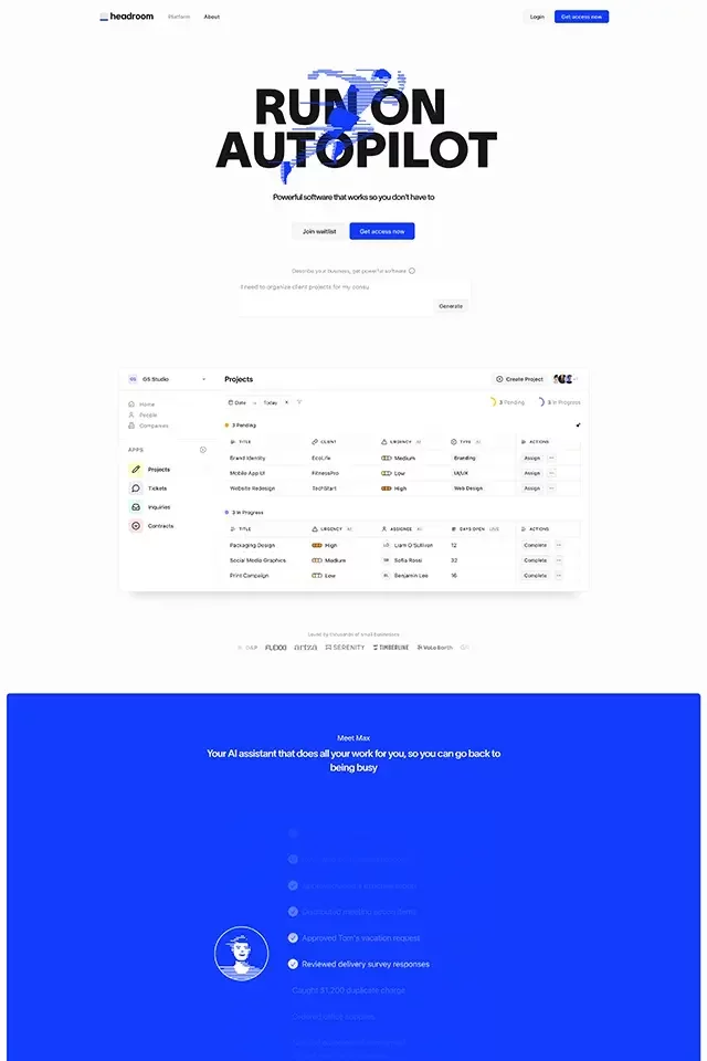 Headroom website design