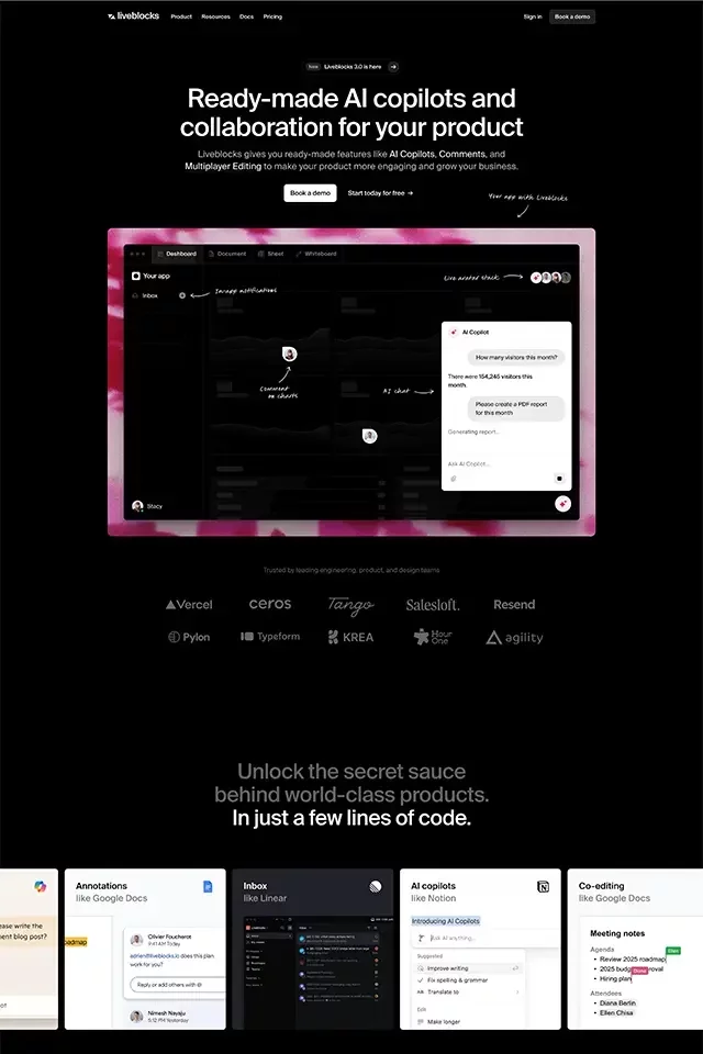 Liveblocks landing page
