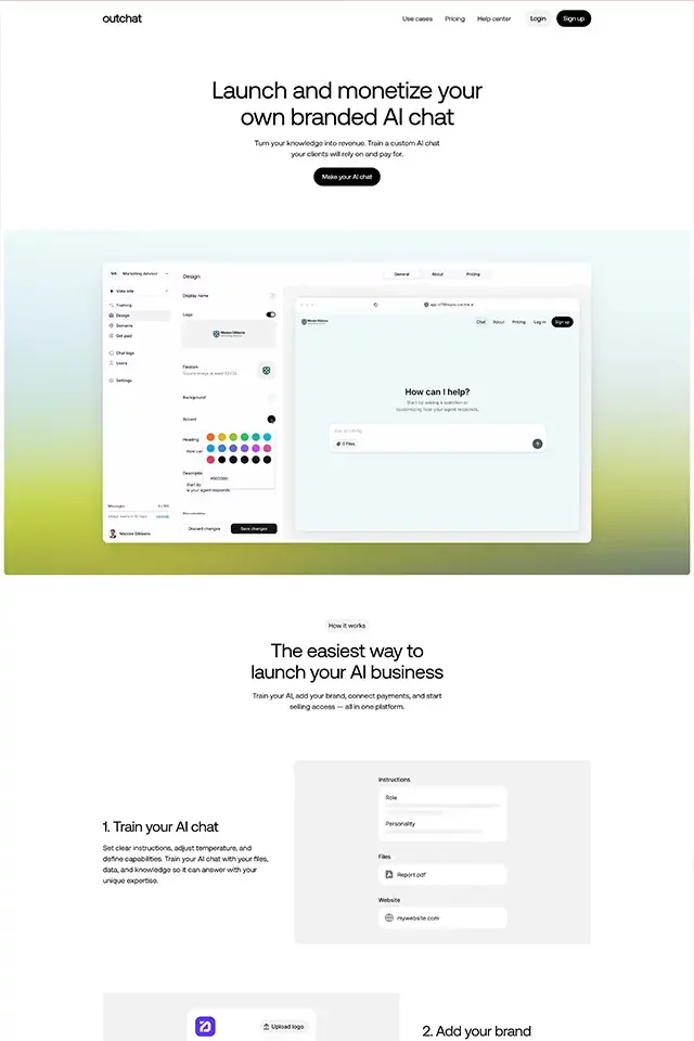 Outchat website design