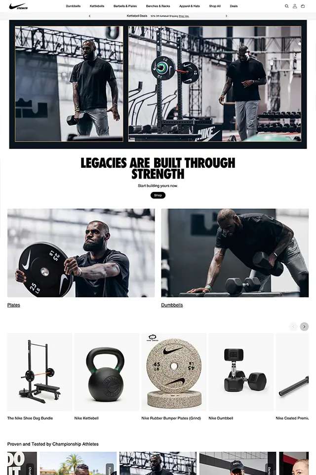 Nike Strength landing page