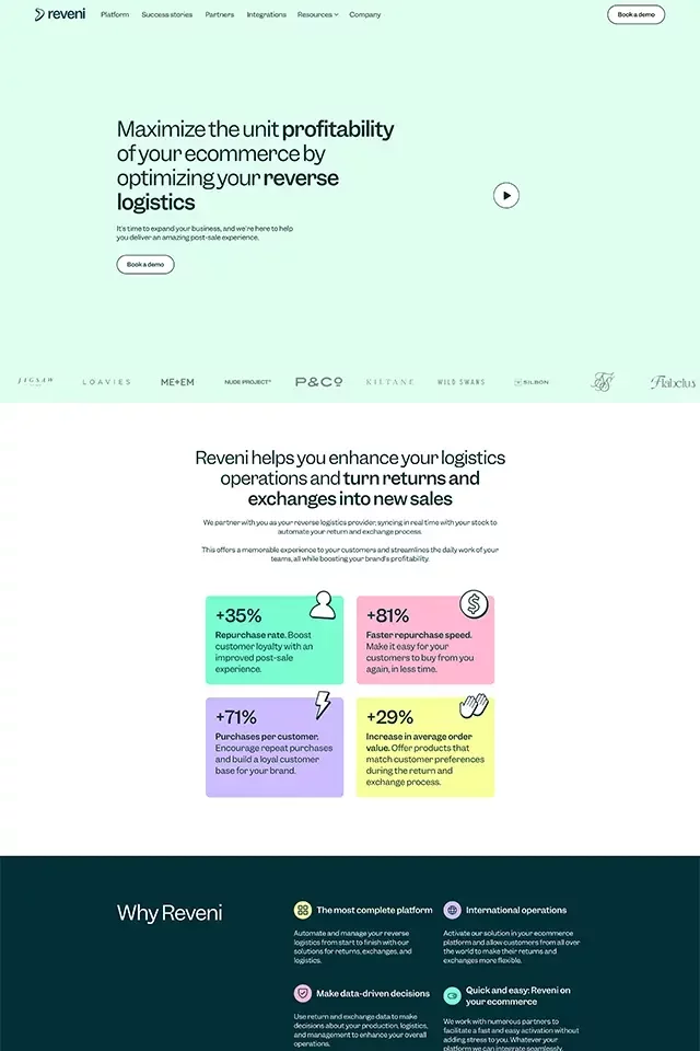 Reveni landing page