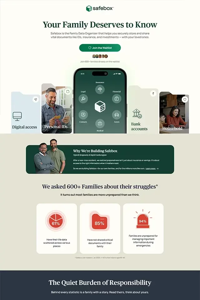 Safebox landing page