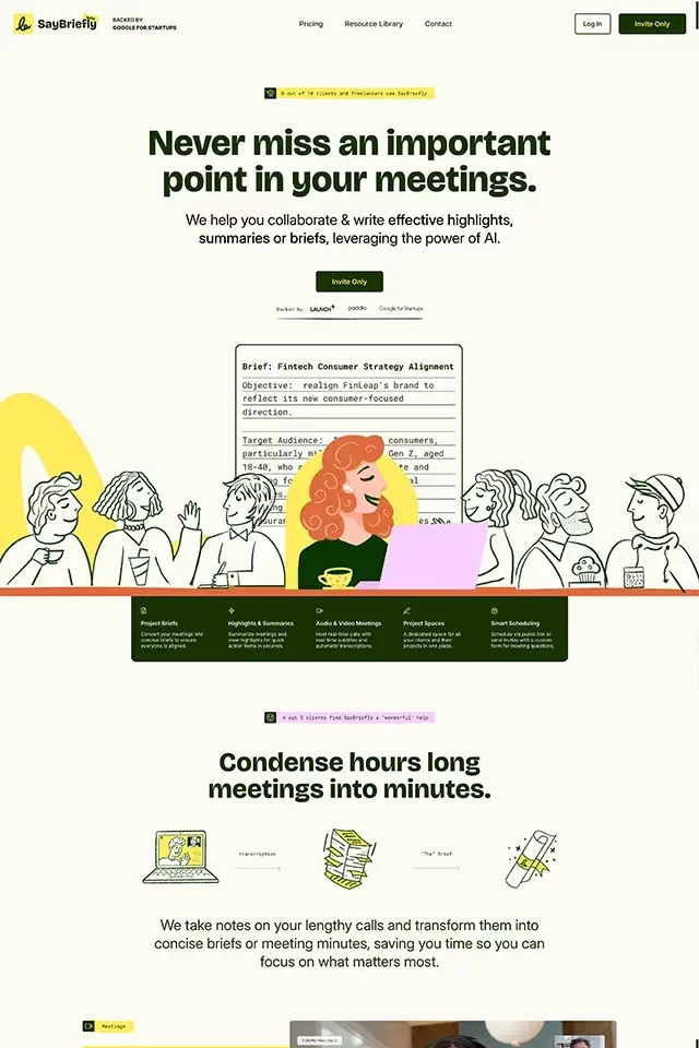 Say Briefly landing page