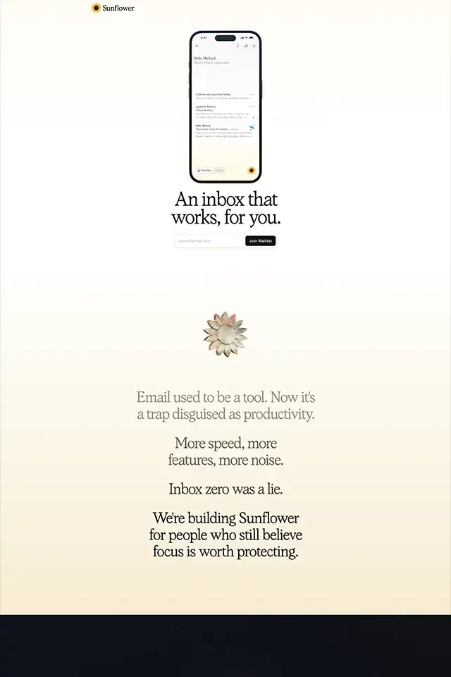 Sunflower landing page