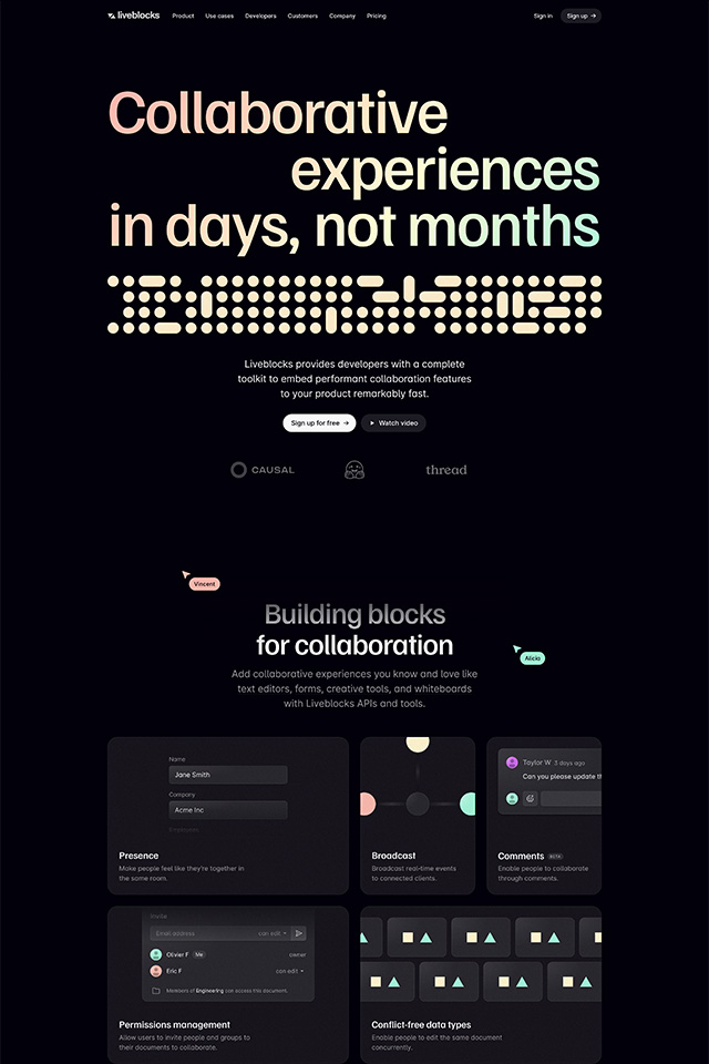 Liveblocks landing page