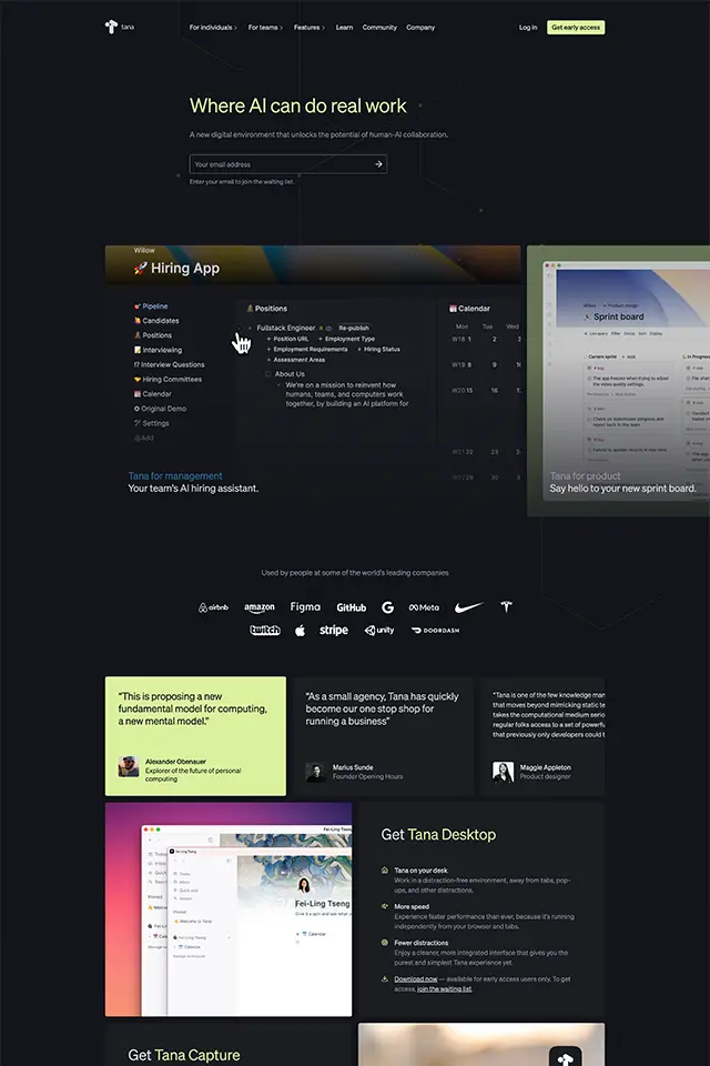 Tana landing page