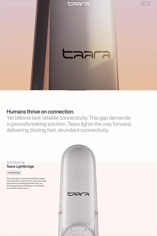 Taara landing page
