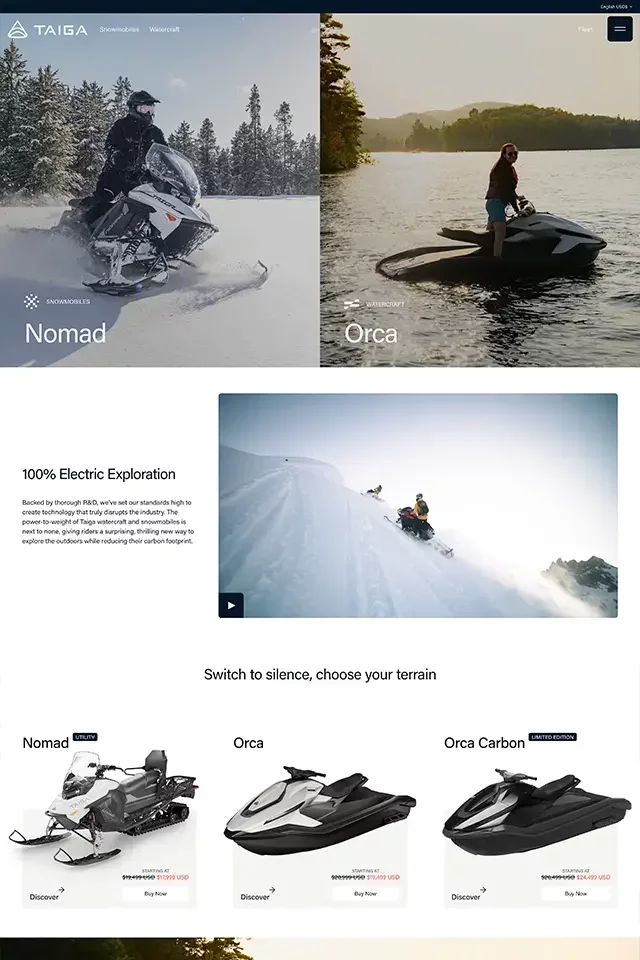 Taiga Motors landing page